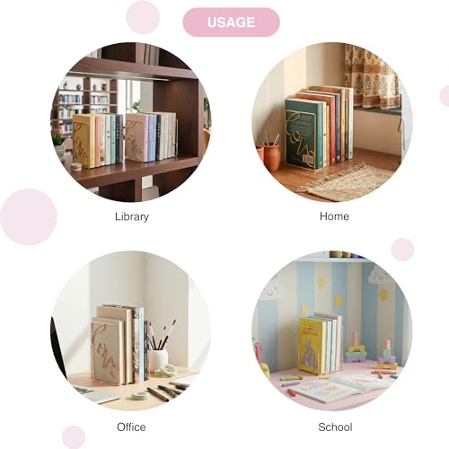 oddpod™ Rose Gold Love Decorative Metal Bookends/Non-Slip Desktop Book Shelf Organiser for Office Decor, Home, Living Room, School & Library (Set of 2) - Image 5