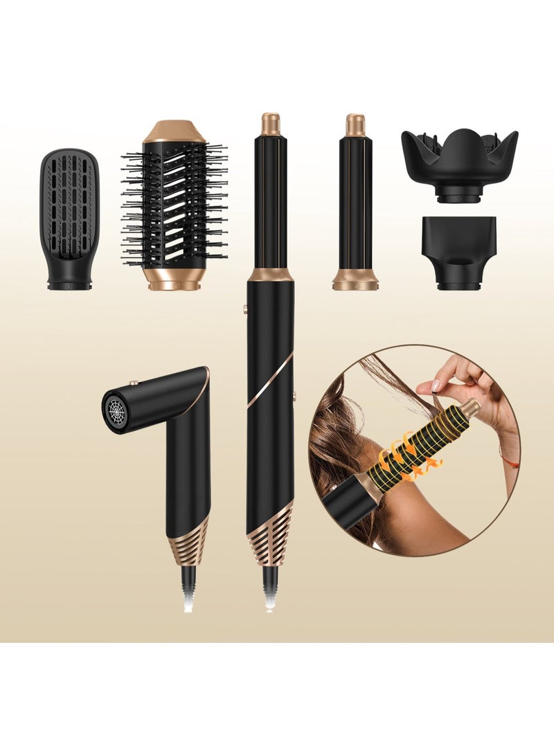 JAJEEK 6-in-1 Multifunction Hair Dryer Brush with Replaceable Styling Heads – Fast-Heating Foldable Hot Air Comb & Blow Dryer with Heat-Resistant Gloves – Gentle Hair Styler for All Hair Types - Image 3