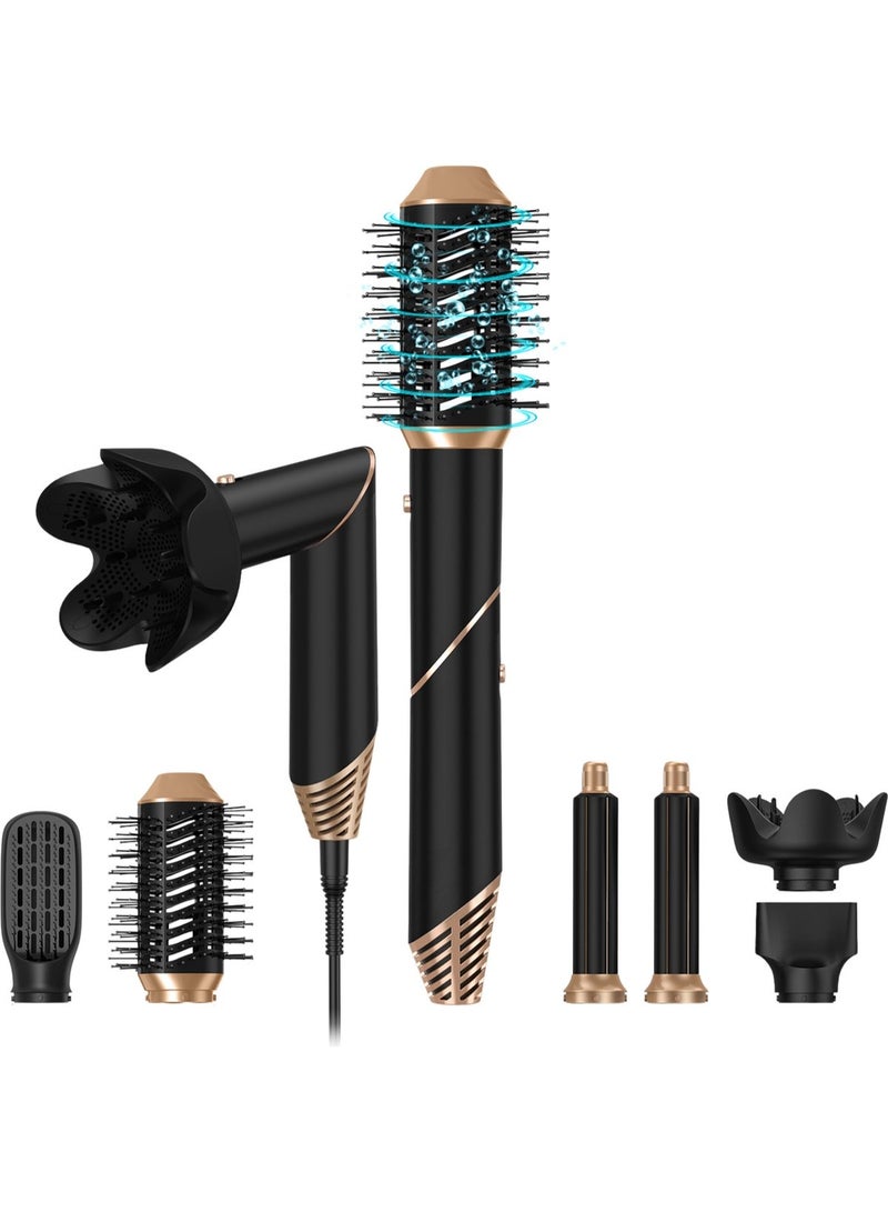 JAJEEK 6-in-1 Multifunction Hair Dryer Brush with Replaceable Styling Heads – Fast-Heating Foldable Hot Air Comb & Blow Dryer with Heat-Resistant Gloves – Gentle Hair Styler for All Hair Types - Image 4