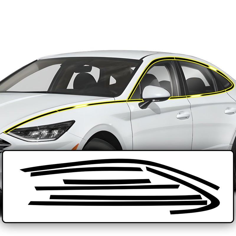 BOGAR TECH DESIGNS Side Window Chrome Delete Overlay Compatible with Hyundai Sonata 20202025 Gloss Black