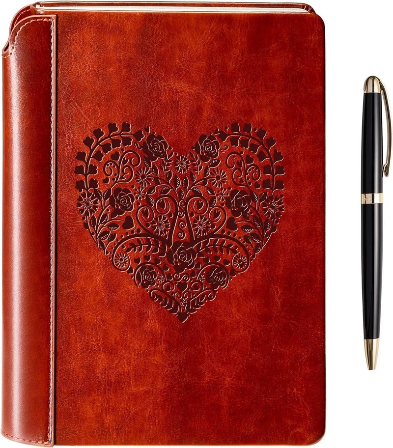 SETTINI ® Lined Journal - Heart Journal for Writing Gift Set - Hardcover Vegan Leather, Includes Luxury Pen in a Unique Pen Holder, 192 Pages, 6 x 8.5 inches - Christmas Gifts - Image 1