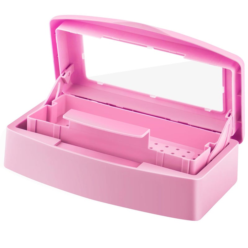 Gusnilo Nail Tool Sterilizer Box barbicide Disinfectant Jar Plastic Disinfectant Container Suitable for Nail Tools Hair Salons Beauty Centers and Manicure and Nail EquipmentPink