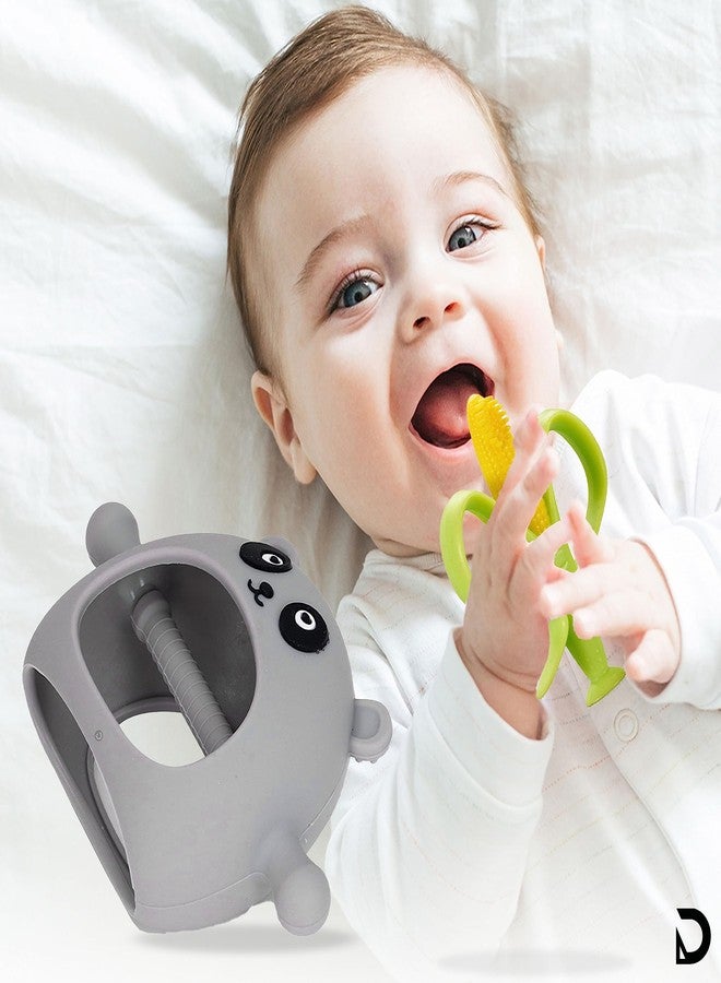 DaKos, Stylish Soother for New Born, teether and Soother for Baby, Baby Teething Mitten, BPA Free Chewing Mitten (Corn Shaped and Grey Panda Shaped Teether) - Image 5