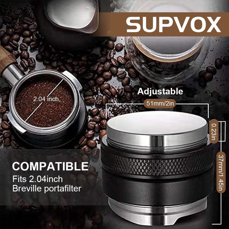 SUPVOX Espresso Coffee Distributor Tamper Double Side Ground Press Depth Stainless Steel Adjustable Leveler Fit for 51mm Portafilter 3 PCS - Image 5