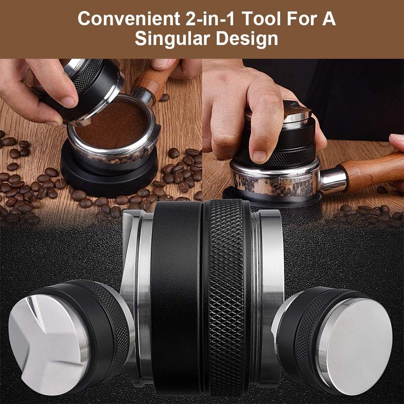SUPVOX Espresso Coffee Distributor Tamper Double Side Ground Press Depth Stainless Steel Adjustable Leveler Fit for 51mm Portafilter 3 PCS - Image 4
