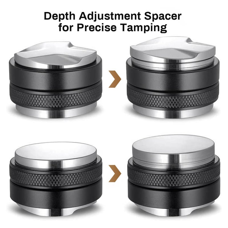 SUPVOX Espresso Coffee Distributor Tamper Double Side Ground Press Depth Stainless Steel Adjustable Leveler Fit for 51mm Portafilter 3 PCS - Image 3