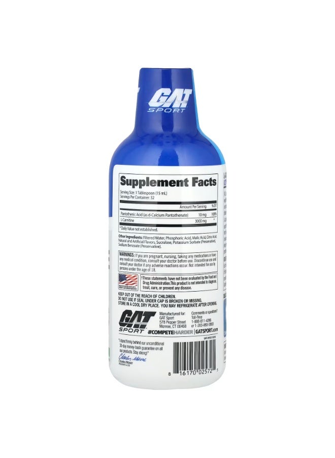 GAT SPORT GAT, Sport, L-Carnitine, Green Apple, 3,000 mg, 16 oz (473 ml) - Image 2