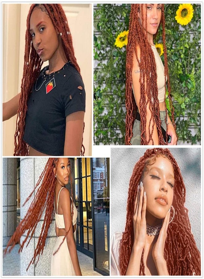 conrora soft locs crochet hair 18 Inch 6 Packs copper red Curly Wavy Crochet Synthetic Braiding Hair Extensions Dreads Crochet for black women(18 inch, 350) - Image 5