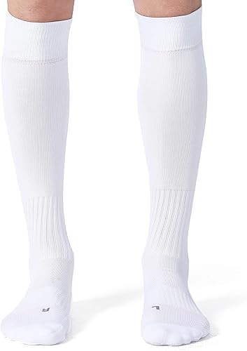 SLYK Football Soccer Socks for Men, Youth, Boys Compression Over Knee High Elasticity Performance Athletic Socks (WHITE) - Image 1