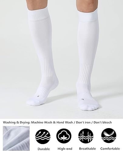 SLYK Football Soccer Socks for Men, Youth, Boys Compression Over Knee High Elasticity Performance Athletic Socks (WHITE) - Image 4