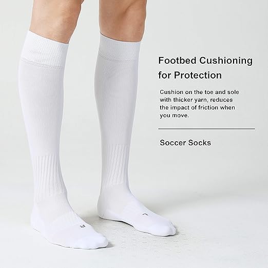 SLYK Football Soccer Socks for Men, Youth, Boys Compression Over Knee High Elasticity Performance Athletic Socks (WHITE) - Image 5