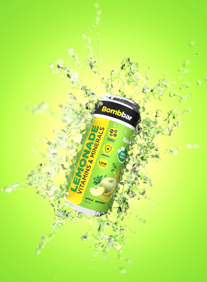 بومبار مشروب منخفض السعرات الحرارية غني بالفيتامينات والمعادن بنكهة التفاح بدون سكر – 6 × 330 مل - Image 3