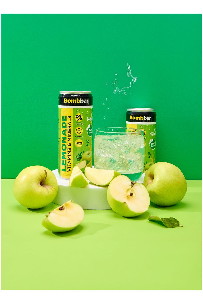 بومبار مشروب منخفض السعرات الحرارية غني بالفيتامينات والمعادن بنكهة التفاح بدون سكر – 6 × 330 مل - Image 2