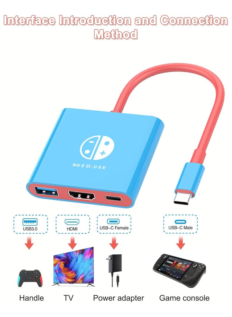 Switch Dock for Nintendo Switch & OLED, Nintendo Switch Docking Station for TV,Nintendo Switch Base Accessories,Portable Switch Travel Dock,USB C to HDMI Adapter for Steam Deck/MacBook/Laptop