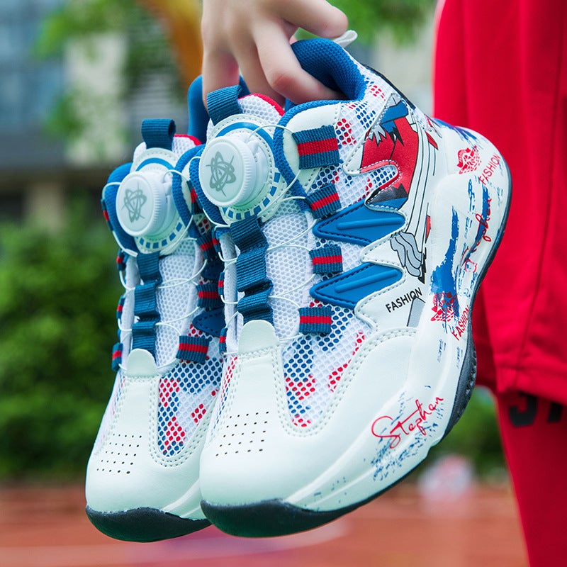 Fujian Manufacturers Boys Shoes Basketball Shoes 2022 New Autumn Cuhk Running Sneakers Breathable Mesh Spin - Image 2