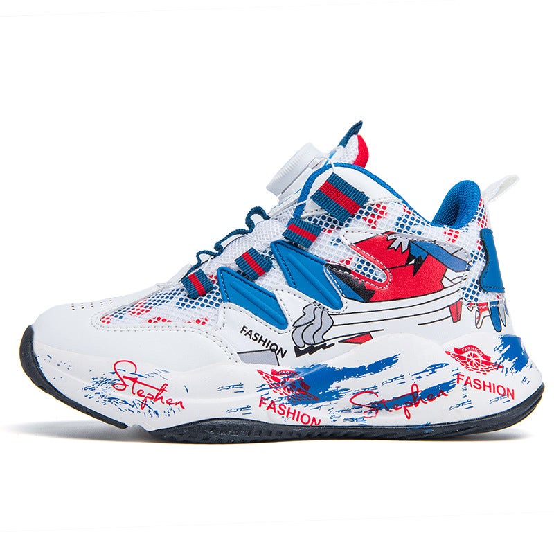 Fujian Manufacturers Boys Shoes Basketball Shoes 2022 New Autumn Cuhk Running Sneakers Breathable Mesh Spin - Image 1