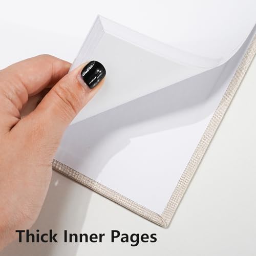 Hiwhy 10x10 Inch Scrapbook DIY Photo Album Linen Cover Hardcover White Pages 20 Sheets Small Scrap Memory Book Beige - Image 5