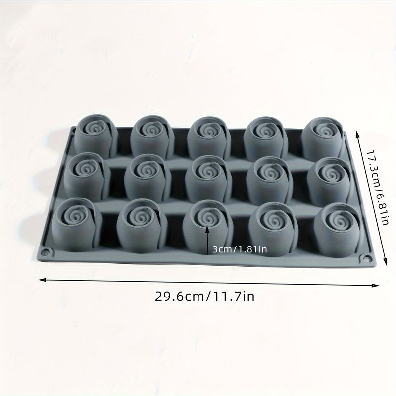 15 Hole Rose Silicone Mold Creative Mousse Cake Baking Tool Easy Demolding - Image 3
