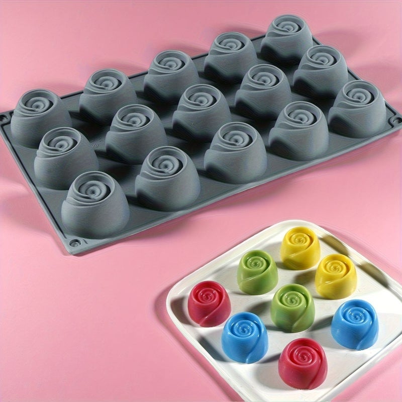 15 Hole Rose Silicone Mold Creative Mousse Cake Baking Tool Easy Demolding - Image 2