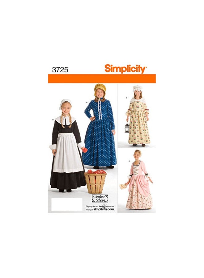 Simplicity نمط خياطة فساتين تاريخية بسيطة للأزياء للفتيات بواسطة أندريا شيوي، الأحجام 3-4-5-6 - Image 1