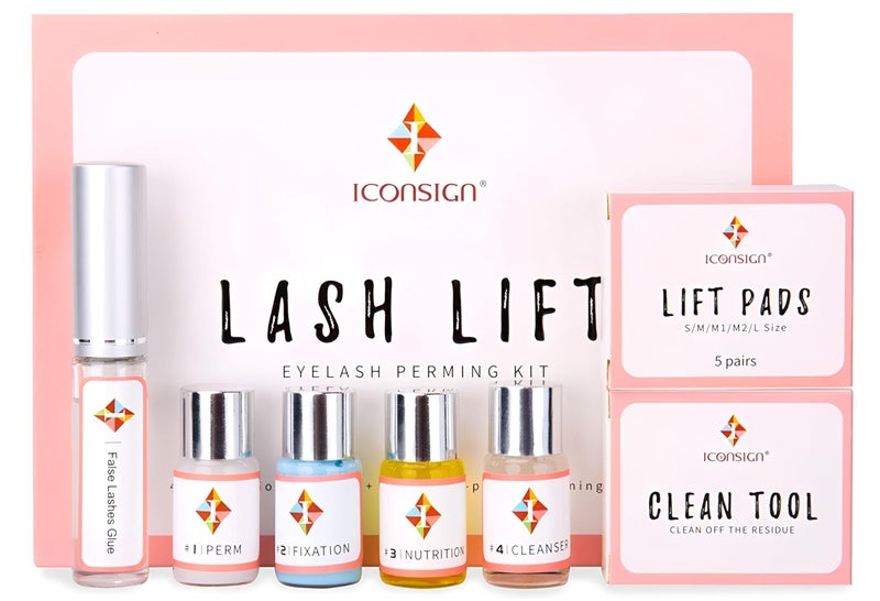 ICONSIGN Lash Lift Kit, Professional Salon Semi-Permanent Curling Eyelash Perm Kit with Lash Shields, Eye Gel Pads and Brushes - Image 1