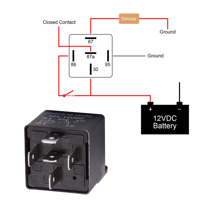 EHDIS 12V Motor Relay 5 Pin Coil 40amp Spdt Model No.: JD2912-1Z-12VDC 40A 14VDC, Contactor Relay Switch Power, Auto Switches & Starters, 2 Pack - Image 2