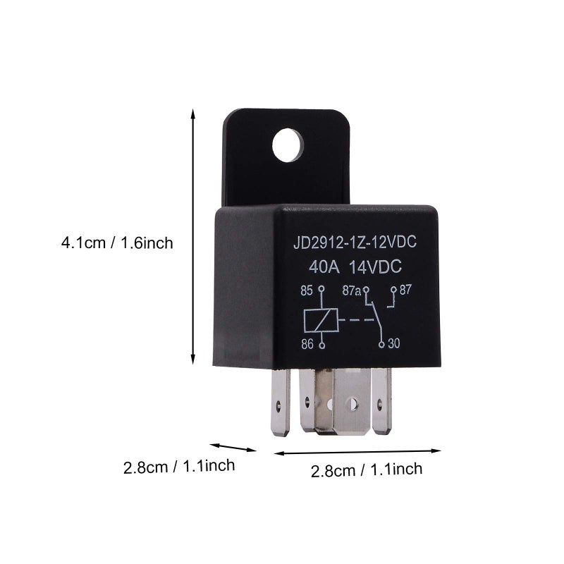 EHDIS 12V Motor Relay 5 Pin Coil 40amp Spdt Model No.: JD2912-1Z-12VDC 40A 14VDC, Contactor Relay Switch Power, Auto Switches & Starters, 2 Pack - Image 4
