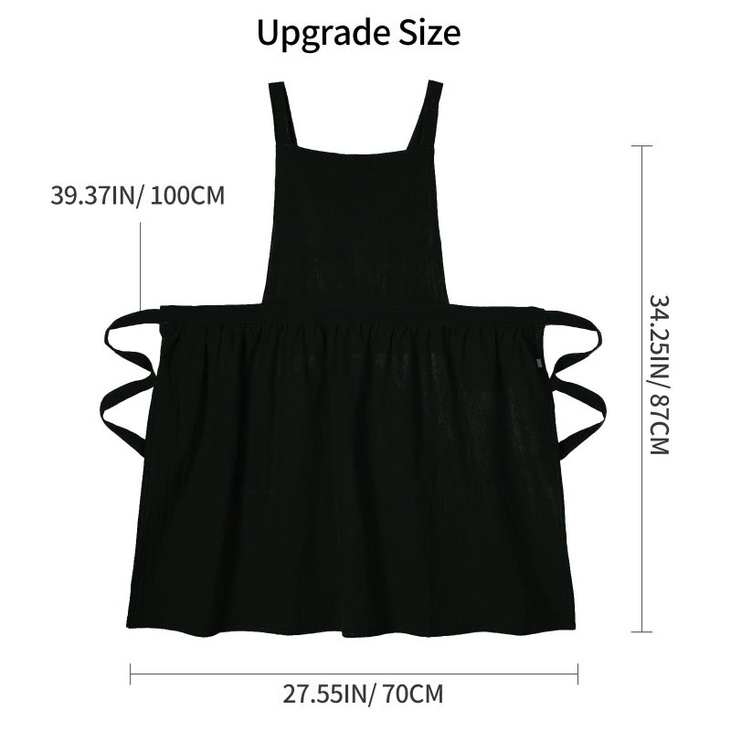 Pinknoke Cotton Linen Pinafore Apron Dress for Women with Pockets Cute Art Chef Aprons for Kitchen Baking Gardening Painting - Image 5
