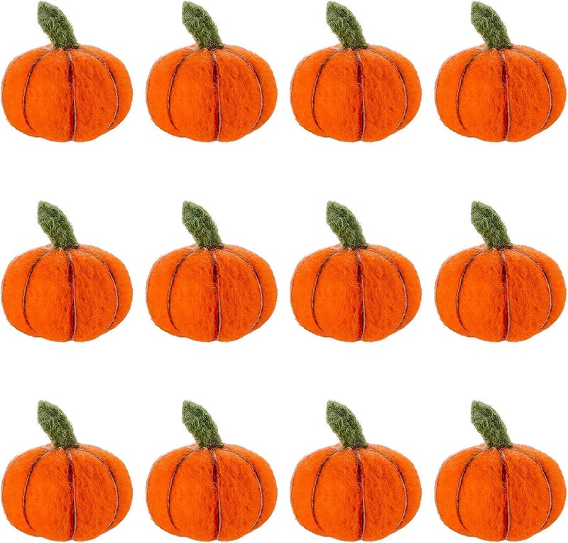 CINPIUK 12 Set Felt Pumpkin for Crafts, Wool Felt Pumpkin Slice Plush for Autumn Tiered Tray Decoation Party Favors Farmhouse Decor DIY Craft Jewelry Acessory - Image 1