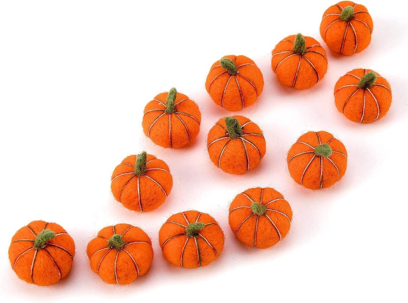 CINPIUK 12 Set Felt Pumpkin for Crafts, Wool Felt Pumpkin Slice Plush for Autumn Tiered Tray Decoation Party Favors Farmhouse Decor DIY Craft Jewelry Acessory - Image 5