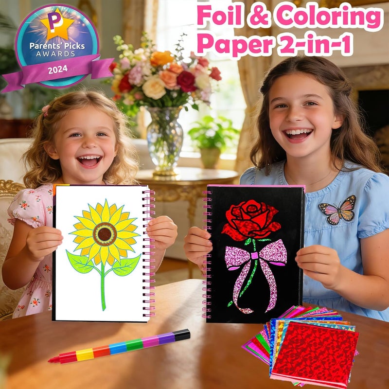 FUNNYB&G Foil Art Kit - Foil Crafts for Kids, Toys for Girls 4-10 Years Old, No Mess Travel Essentials, Kids Toys, Girls Gifts, Birthday Gift, Coloring Books for Kids - Image 2