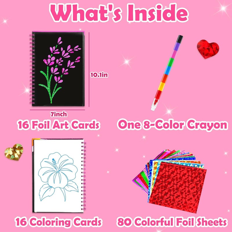 FUNNYB&G Foil Art Kit - Foil Crafts for Kids, Toys for Girls 4-10 Years Old, No Mess Travel Essentials, Kids Toys, Girls Gifts, Birthday Gift, Coloring Books for Kids - Image 5