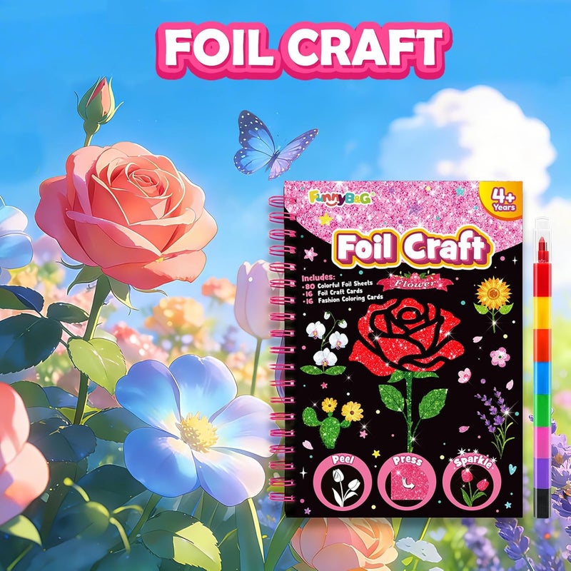FUNNYB&G Foil Art Kit - Foil Crafts for Kids, Toys for Girls 4-10 Years Old, No Mess Travel Essentials, Kids Toys, Girls Gifts, Birthday Gift, Coloring Books for Kids - Image 3