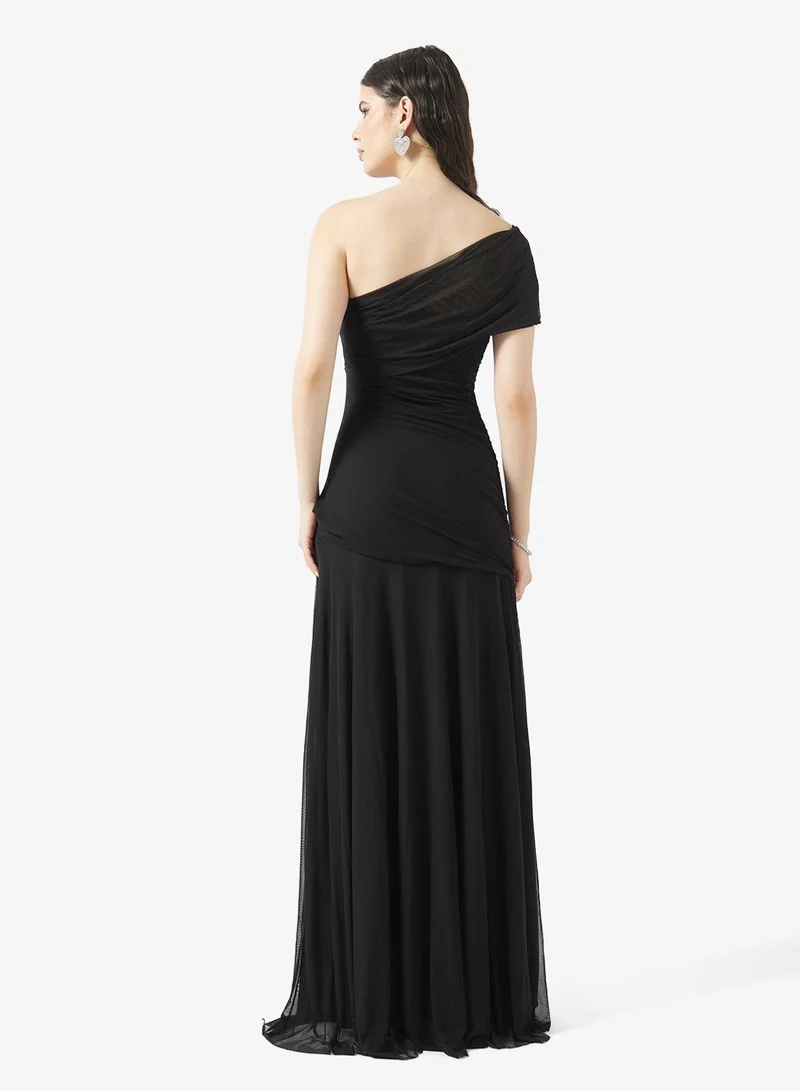 Ginger One Shoulder Soft Touch Ruched Bodycon Dress