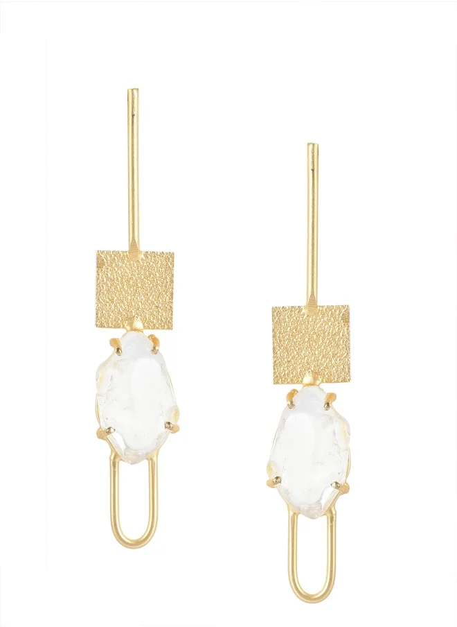 ISHIN Gold-Plated Contemporary Drop Earrings