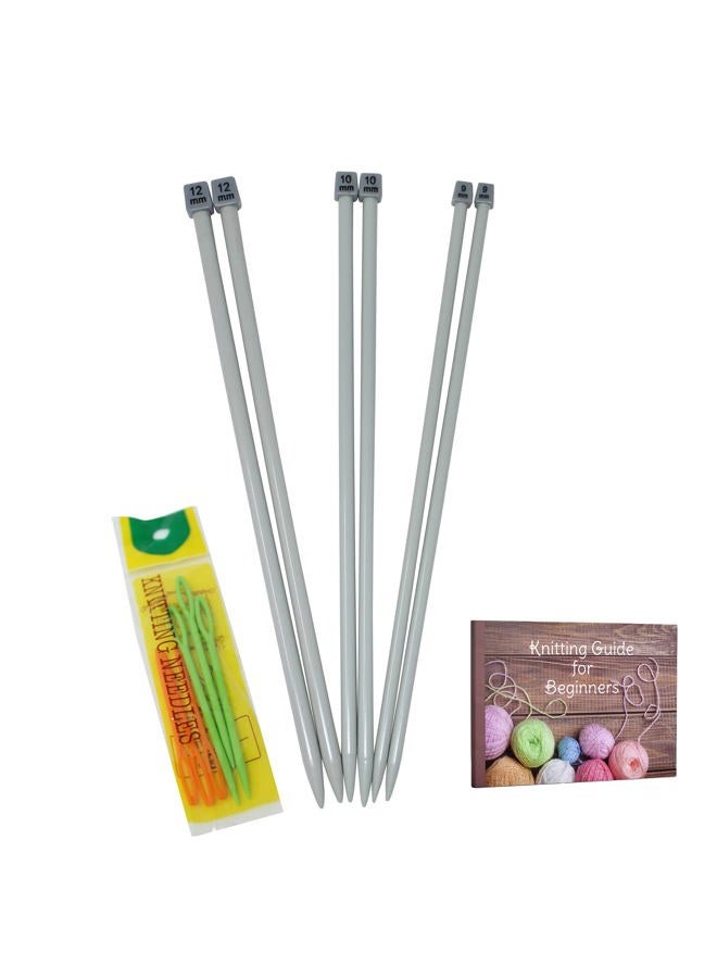 KnitPal 16-Inch (40cm) Aluminum Knitting Needles Set for Blankets - Straight Knitting Needles Set Single Pointed - 15 Pairs, US Sizes: 0-17 (2mm-12mm) - Metal Knitting Needles with Pouch & eBook - Image 1