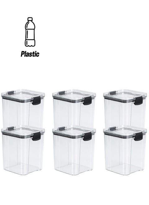 Set of 6 pieces 950ML Airtight Food Storage with Lid, Double Sealed Thick storage Jar, Leak Proof, Easy to Clean, BPA Free, Kitchen and Other Storage