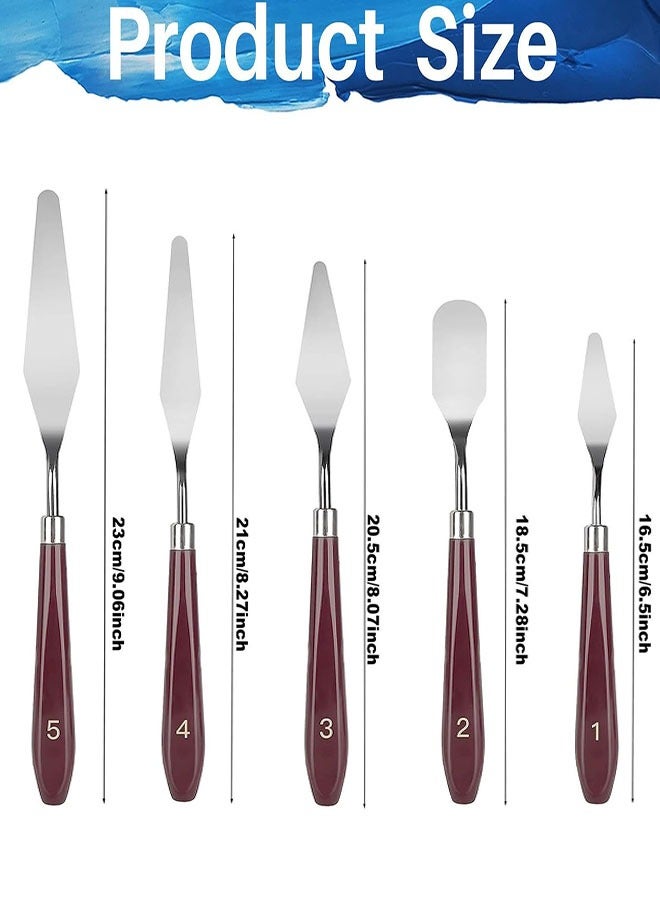 11 Pcs Palette Knife Set, 5 Pcs Stainless Steel Palette Knives and 6 Pcs Plastic Scrapers, Painting Accessories for Oil Acrylic Canvas Painting Color Mixing Thick Paint Applications - Image 3