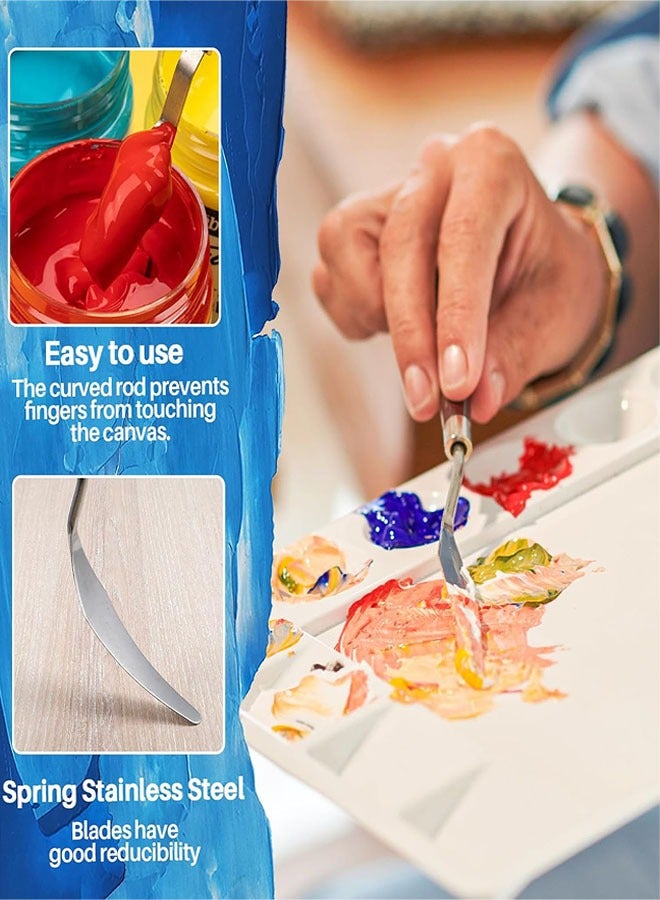 11 Pcs Palette Knife Set, 5 Pcs Stainless Steel Palette Knives and 6 Pcs Plastic Scrapers, Painting Accessories for Oil Acrylic Canvas Painting Color Mixing Thick Paint Applications - Image 5