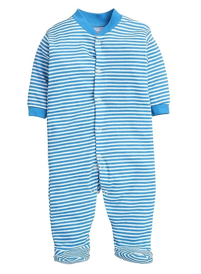 EIO 100% Cotton Rompers/Sleep Suits/Jumpsuit/Night Suits for Baby Boys & Girls, Infants, New Born Pack of 3 Turquoise - Image 3