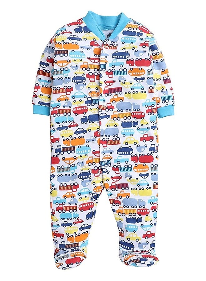EIO 100% Cotton Rompers/Sleep Suits/Jumpsuit/Night Suits for Baby Boys & Girls, Infants, New Born Pack of 3 Turquoise - Image 4