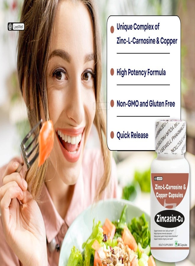 Zincasin -CU contains Zinc L carnosine with Copper Supplement | Support Leaky Gut Care, immunity, Stomach Ulcer & Mucus Membrane layer Protection Supplement - 60 Capsules - Image 2