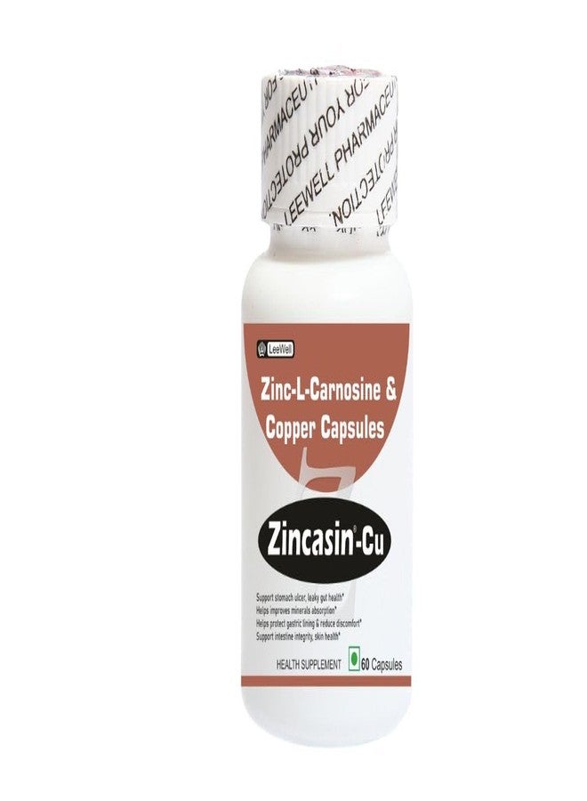 Zincasin -CU contains Zinc L carnosine with Copper Supplement | Support Leaky Gut Care, immunity, Stomach Ulcer & Mucus Membrane layer Protection Supplement - 60 Capsules - Image 1