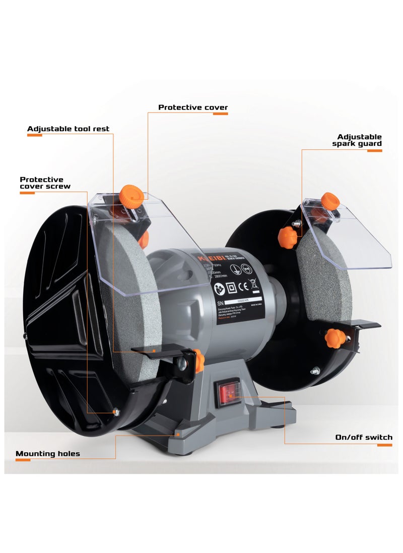 KSEIBI - Bench Grinder,200mm,350w, Variable Speed, Two Grinding Wheels, For Sharpening, Grinding Application, Sharpening Tools, Removing Rust, Ideal for Sharpening Chisels, Drill Bits, Shaping Metal. - Image 1