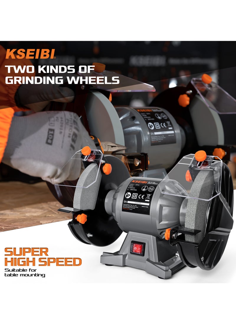 KSEIBI - Bench Grinder,200mm,350w, Variable Speed, Two Grinding Wheels, For Sharpening, Grinding Application, Sharpening Tools, Removing Rust, Ideal for Sharpening Chisels, Drill Bits, Shaping Metal. - Image 1
