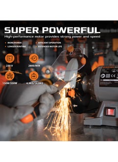 KSEIBI Bench Grinder,200mm,350w, Variable Speed, Two Grinding Wheels, For Sharpening, Grinding Application, Sharpening Tools, Removing Rust, Ideal for Sharpening Chisels, Drill Bits, Shaping Metal.  - Image 4