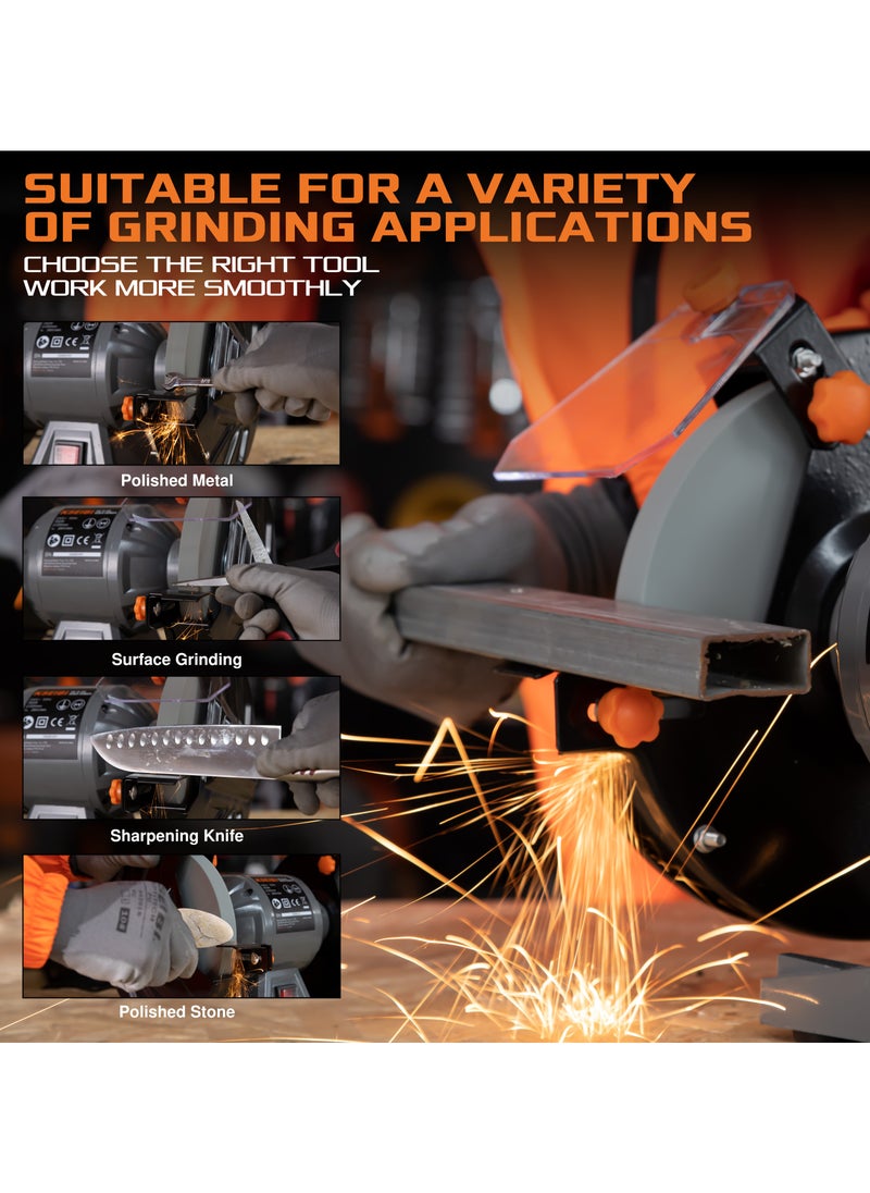 KSEIBI - Bench Grinder,200mm,350w, Variable Speed, Two Grinding Wheels, For Sharpening, Grinding Application, Sharpening Tools, Removing Rust, Ideal for Sharpening Chisels, Drill Bits, Shaping Metal. - Image 1