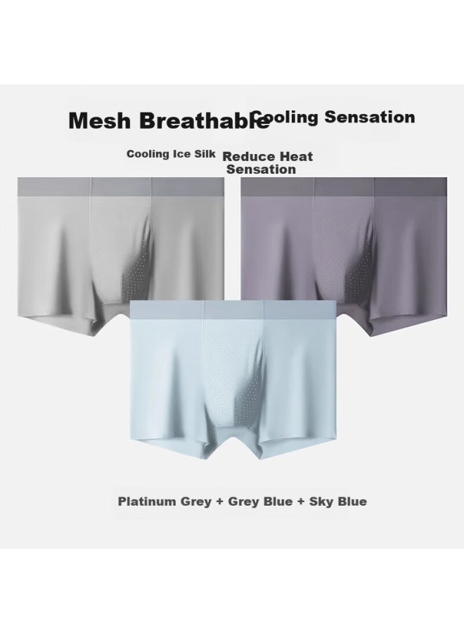 Montagut Dreamgirl Ice Silk Breathable Men's Underwear Men's Summer 10a Antibacterial Four-corner Shorts Cool Feeling Sports Boxer Briefs 3-pack - Image 2