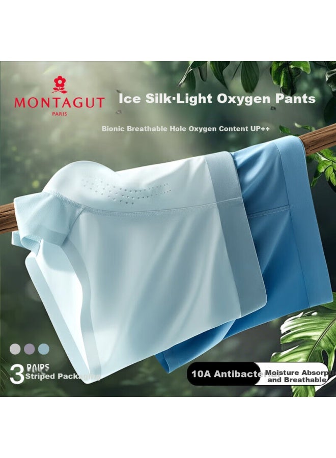 Montagut Dreamgirl Ice Silk Breathable Men's Underwear Men's Summer 10a Antibacterial Four-corner Shorts Cool Feeling Sports Boxer Briefs 3-pack - Image 1