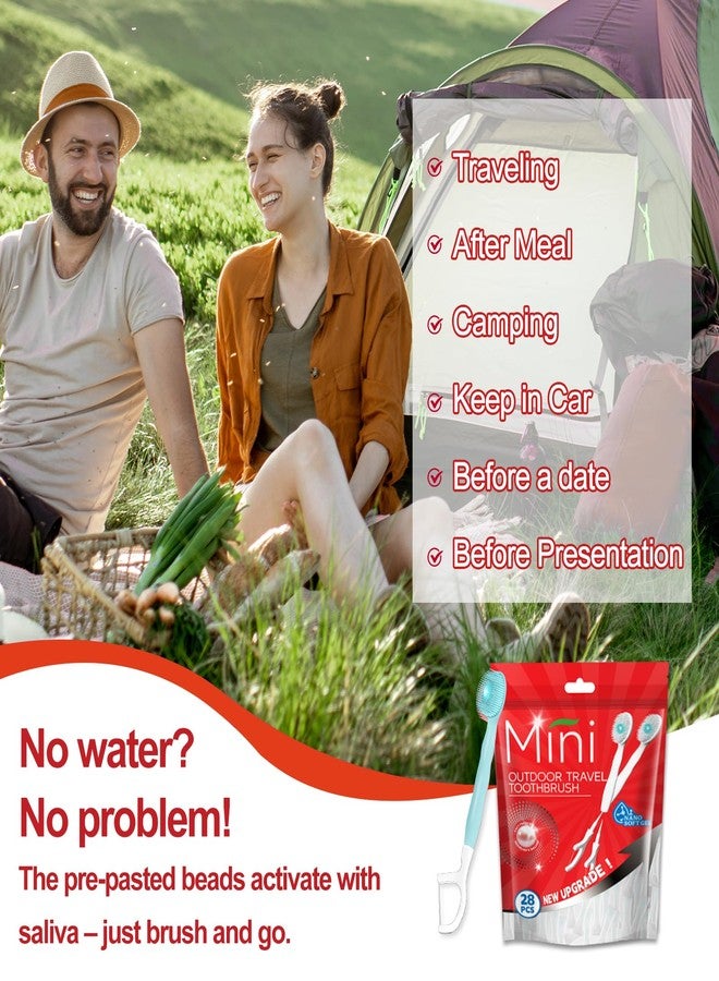 مجموعة كوجوان المكونة من 28 فرشاة أسنان صغيرة للاستخدام مرة واحدة مع معجون أسنان + خيط تنظيف الأسنان + عود تنظيف الأسنان + مكشطة لسان، حجم مناسب للسفر، مغلفة بشكل فردي، مثالية لرحلات العمل أو السفر (مزيج من الطحالب) - Image 5